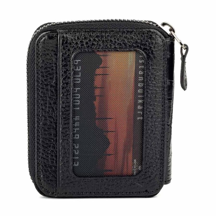 Men's Genuine crocodile leather wallet with zip - black - 5