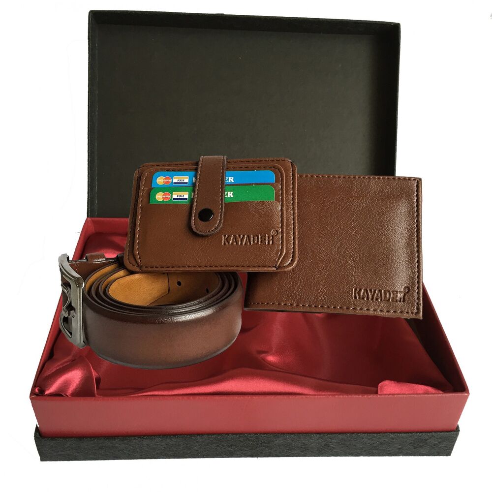 Men's Gift Set Two Leather Wallets With Belt - 1