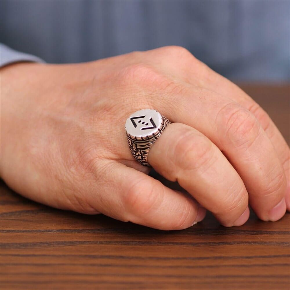 Men's ring, sterling silver 925, round, engraved with the logo of the series of Cukur - 3