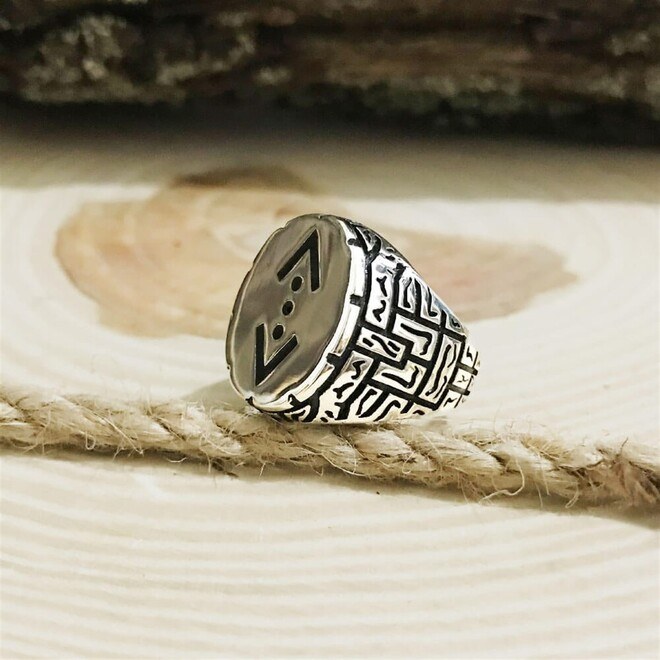 Men's ring, sterling silver 925, round, engraved with the logo of the series of Cukur - 2