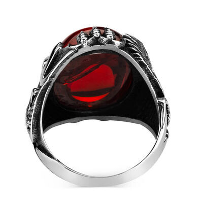 Mens Rings with Red Zirkon Stone - 4