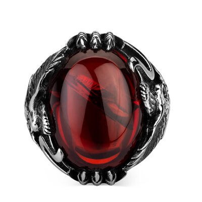Mens Rings with Red Zirkon Stone - 2