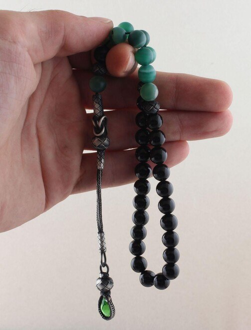 Men's Rosary of Onyx Stone and Agate - 4