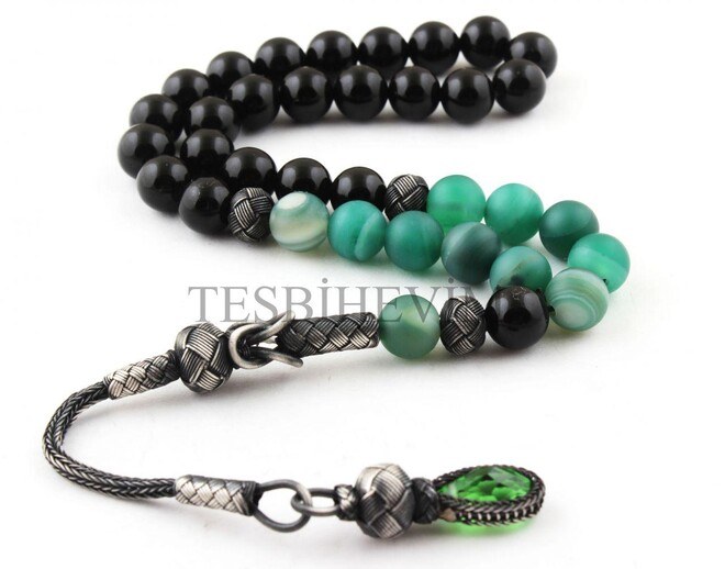 Men's Rosary of Onyx Stone and Agate - 1