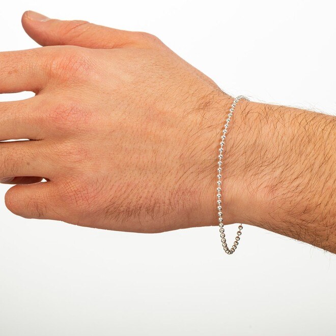 14K White Gold 12.0ctw Men's Invisible Set Diamond Tennis Bracelet- Size  8.5