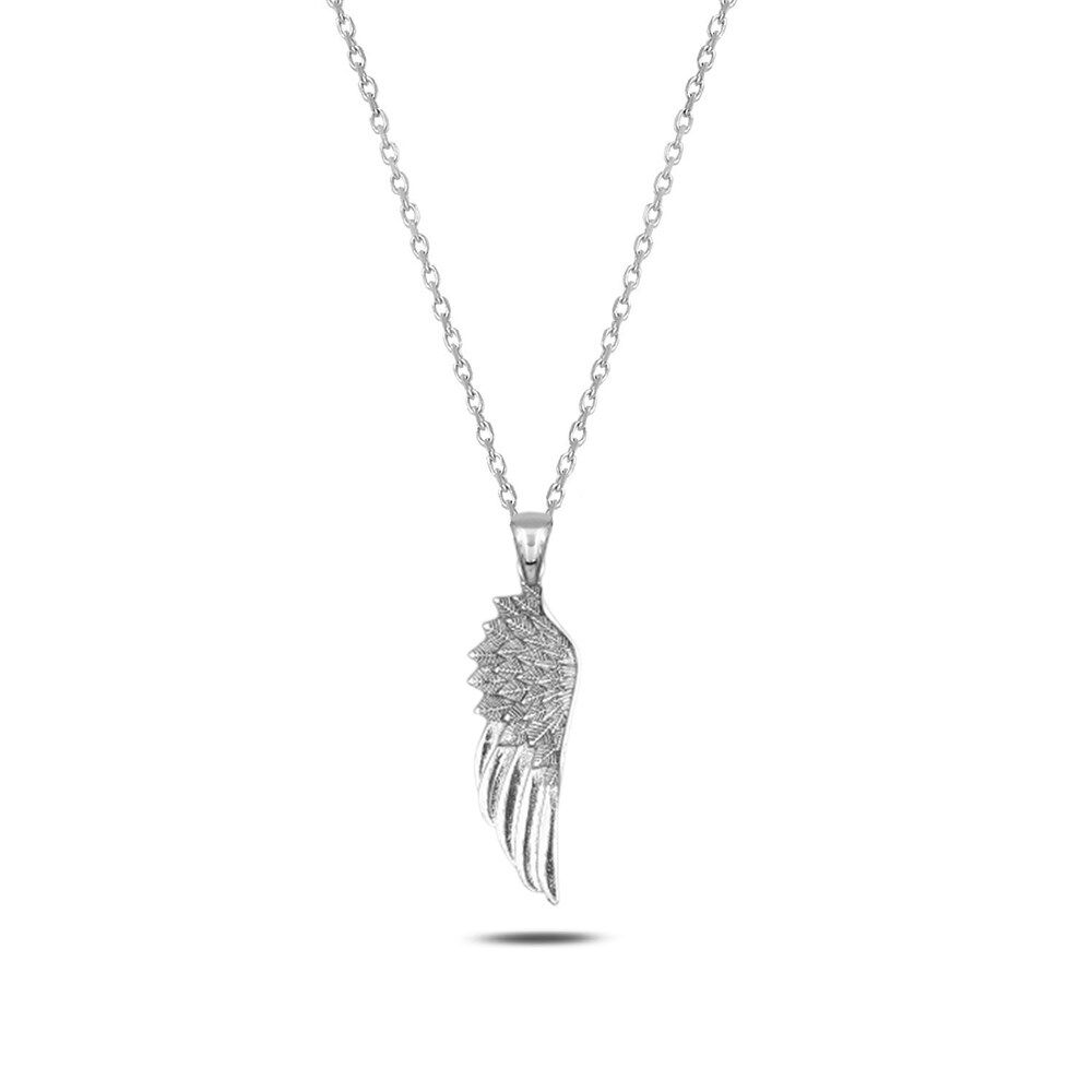 Mens silver eagle wing design necklace - 1