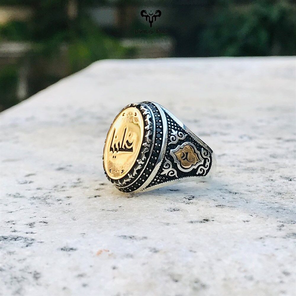 Men's silver ring Customizable oval with Arabic inscription - 2