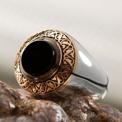 Men's silver ring of the Sultan Abdul Hamid series - Prince ring in bronze engraving - 1