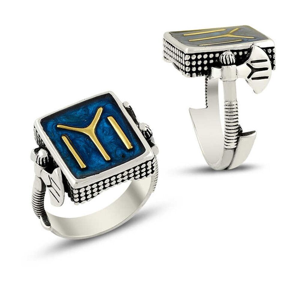 Men's silver ring, square shape, engraved with the symbol Kai - 1
