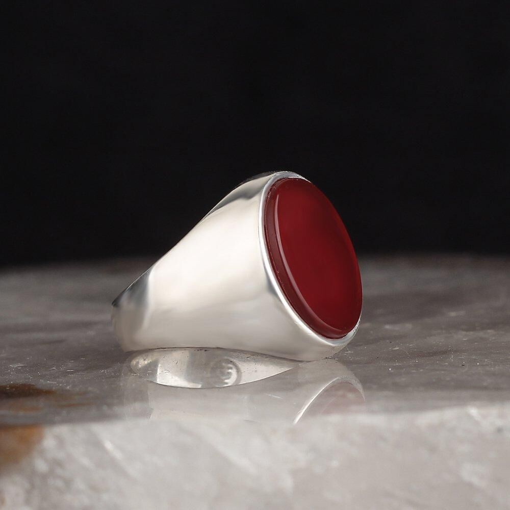Men's Silver Ring with Agate Stone - 2