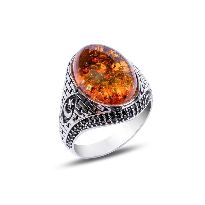 Details about   Turkish Jewelry 925 Sterling Silver Amber Stone Mens internal Ring All Sizes 