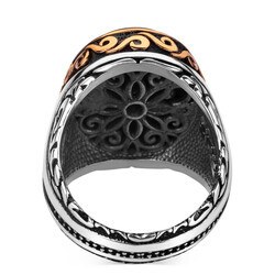 Men's silver ring with black onyx stone with Ottoman engraving - 2