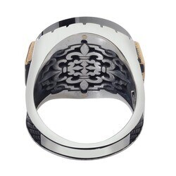 Men's silver ring with black onyx stone with time - 3