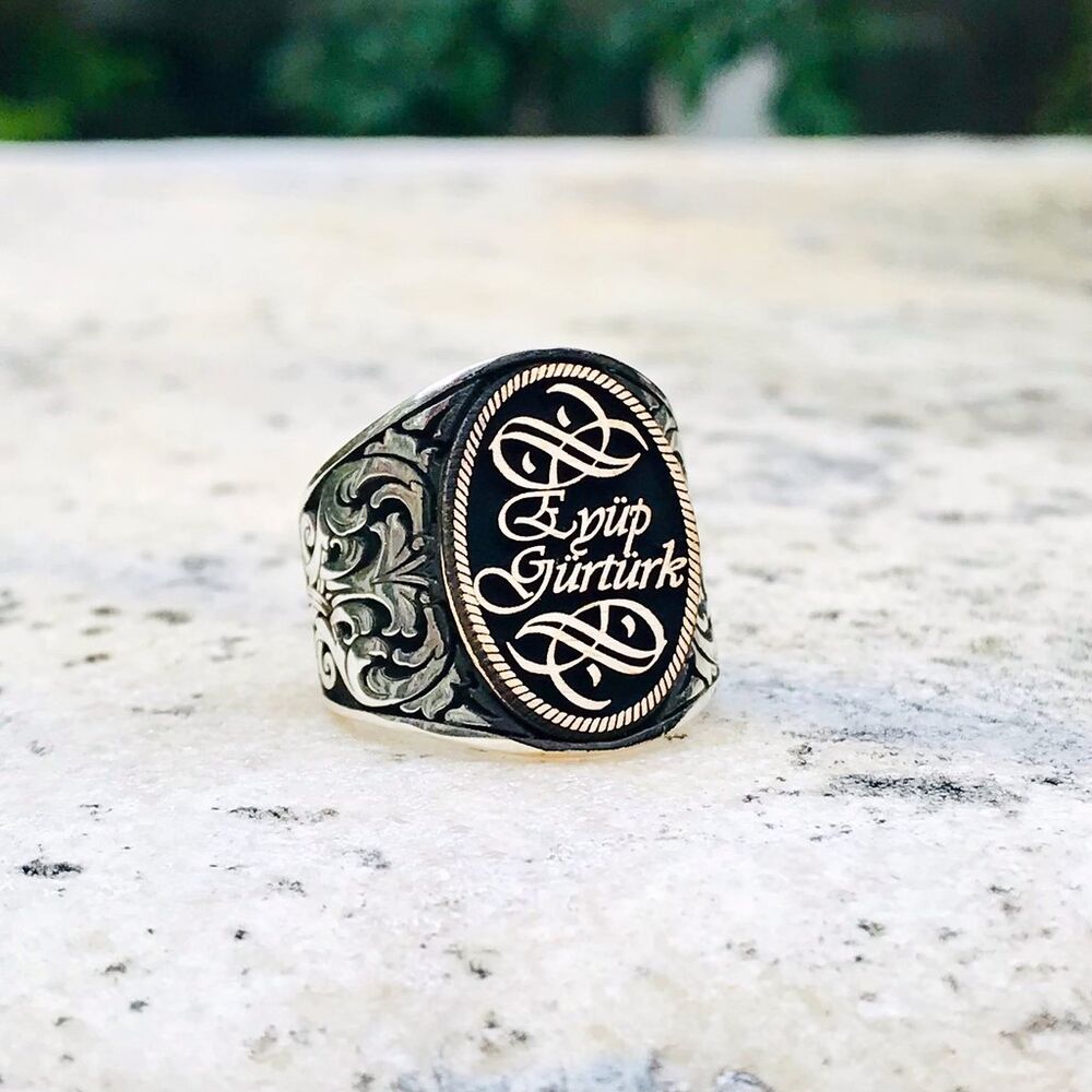 Men's silver ring with Seljuk engraving with the personal name - 1