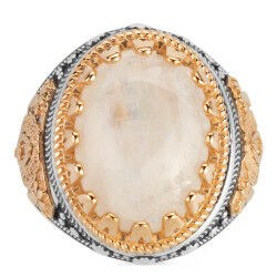 Men's silver ring with white agate stone - 3