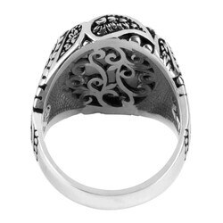 Men's silver ring with white mother-of-pearl stone with Ottoman coat of arms - 4
