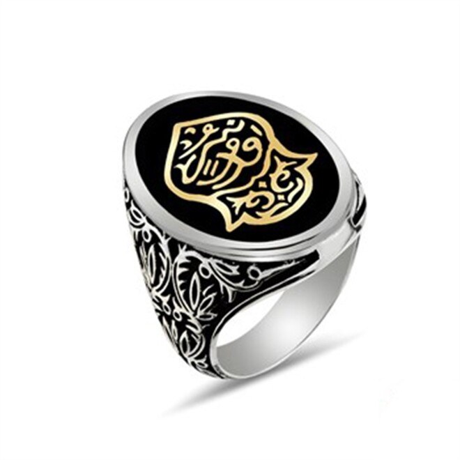 Men's sterling silver oval ring from Nali Sharif Kadim, black plated - 1
