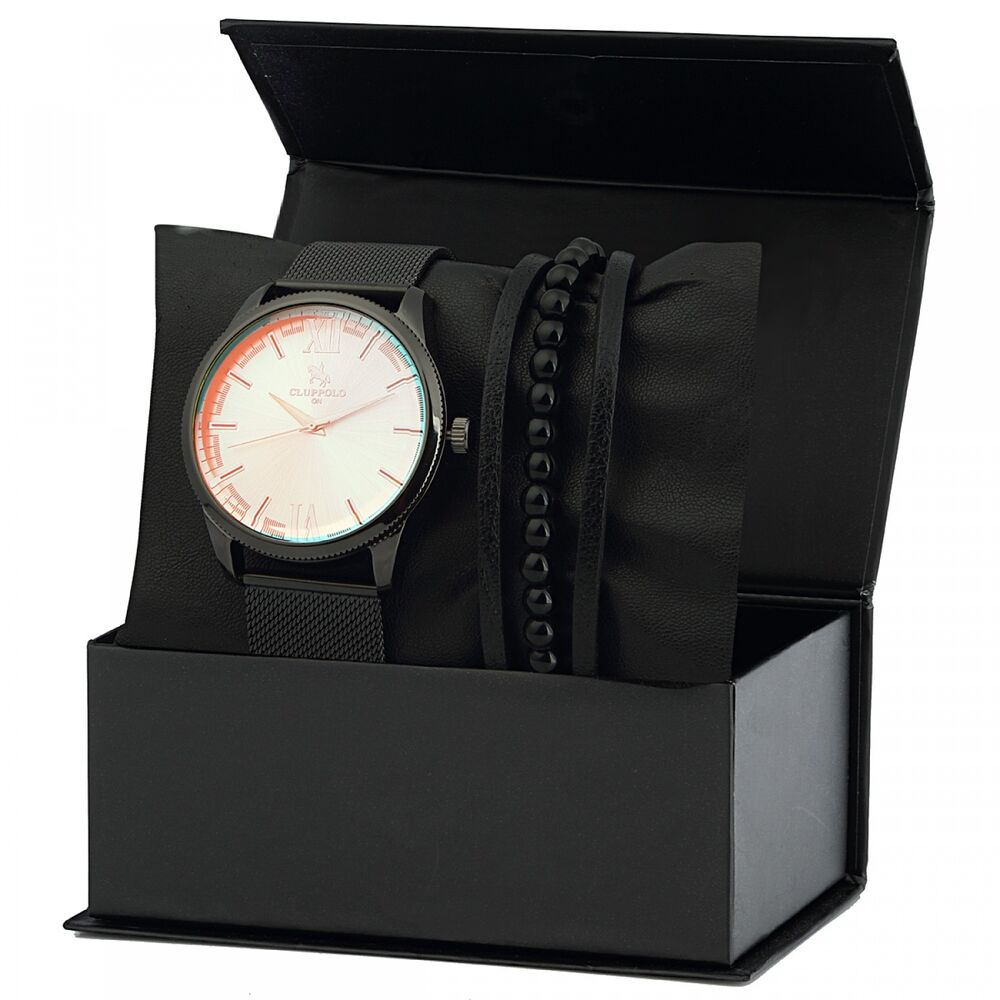 Men's watch gift set with leather bracelet - 1