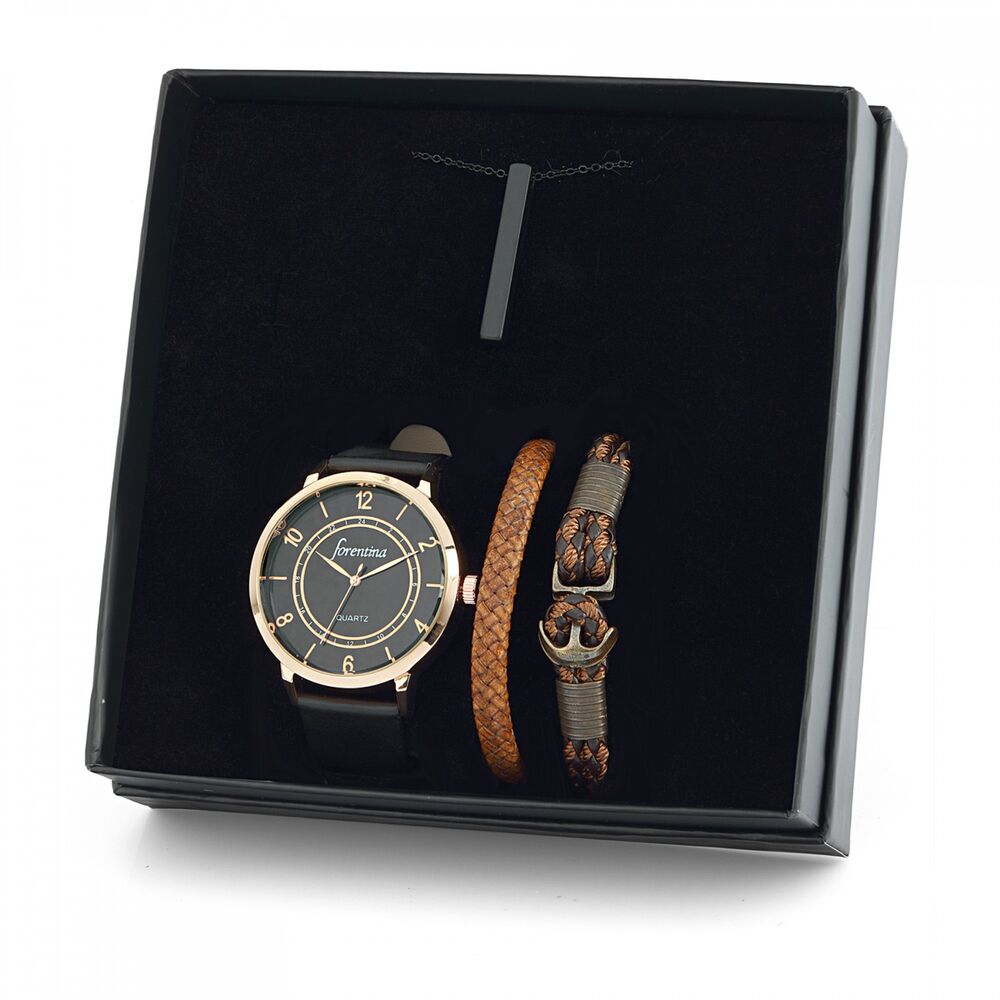 Men's wrist watch with bracelet and necklace gift set - 1