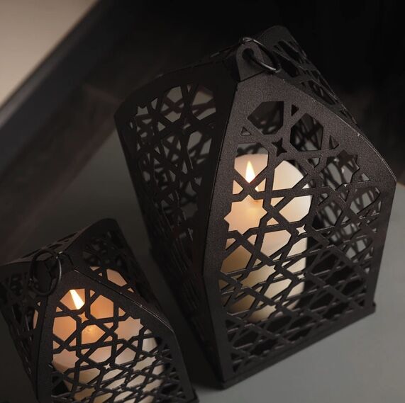Metal candle holder set with Islamic motifs - 2 pieces - 7