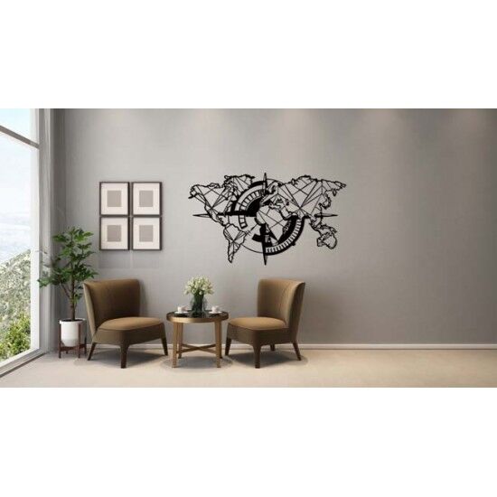 Metal Map Wall Tableau With String Art - 1