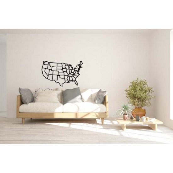  Metal Wall Tableau with American Continent Design - 1