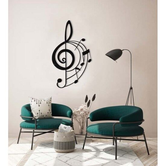 Metal Wall Tableau with musical keys design - home decor - 1