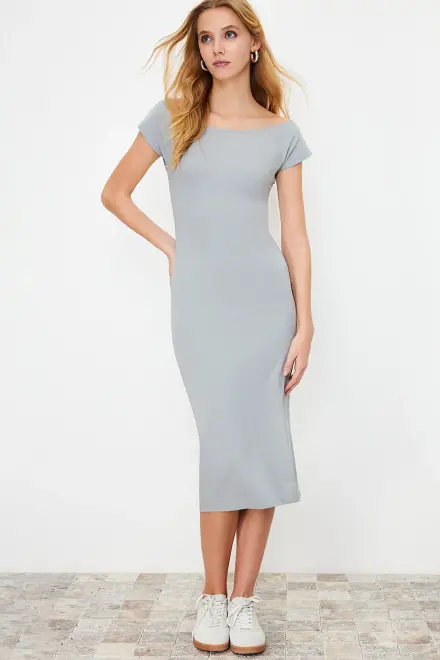Midi dress in soft and stretchy cotton - 1