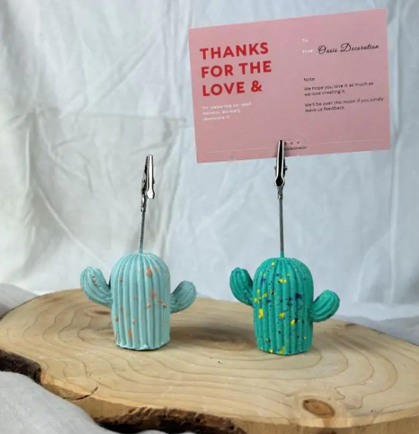 MINT ICE GREEN CACTUS 2-PACK NOTE HOLDER CLIP SET - 2