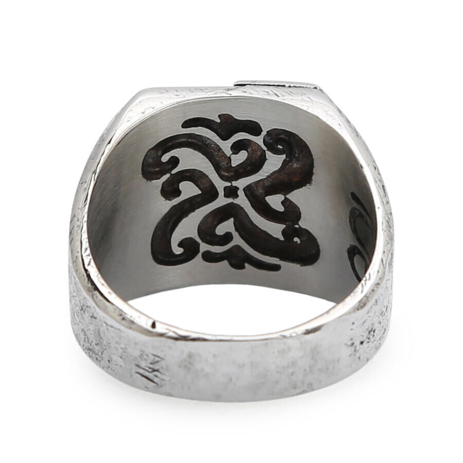 New Life Theme Stoneless Sterling Silver Men's Ring Silver Color - 2