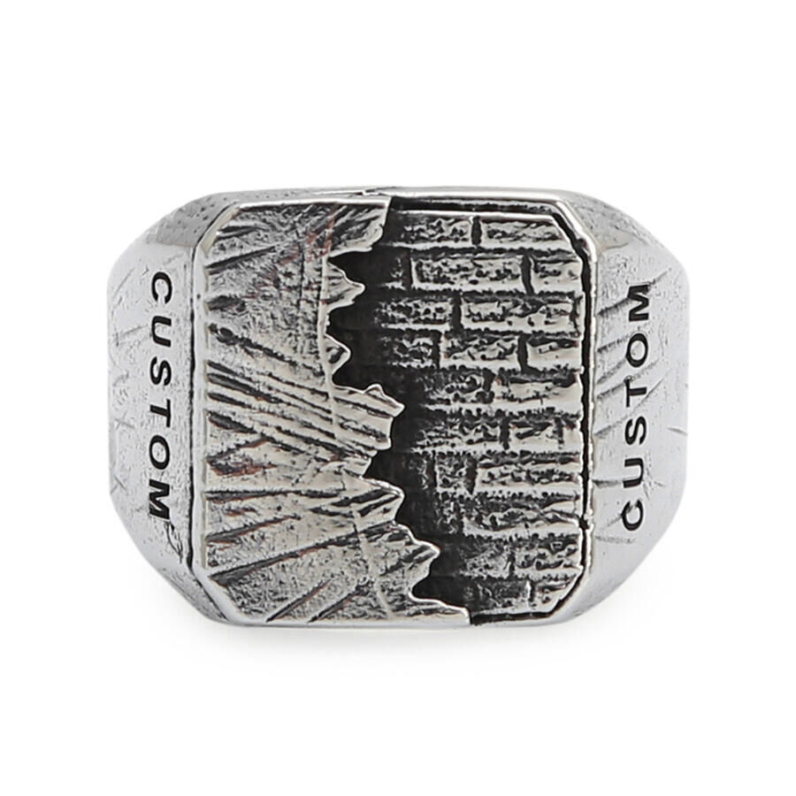 New Life Themed Sterling Silver Men's Ring Silver Color Customizable - 2