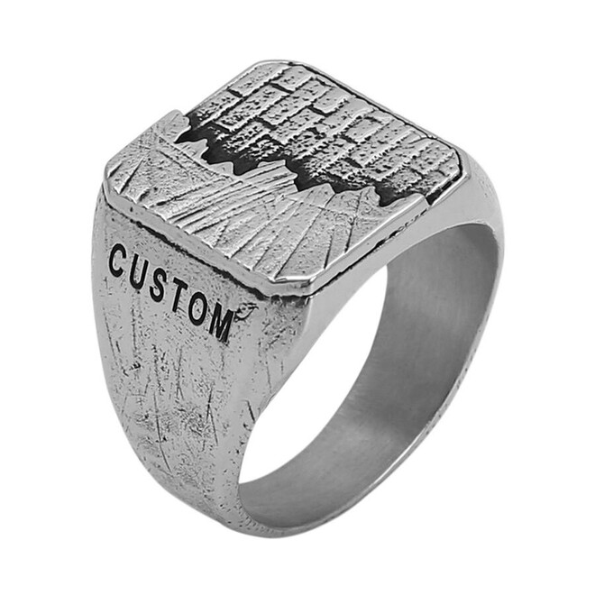 New Life Themed Sterling Silver Men's Ring Silver Color Customizable - 1