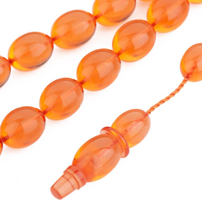 Orange Rosary made of pressed amber with high precision performance - 4