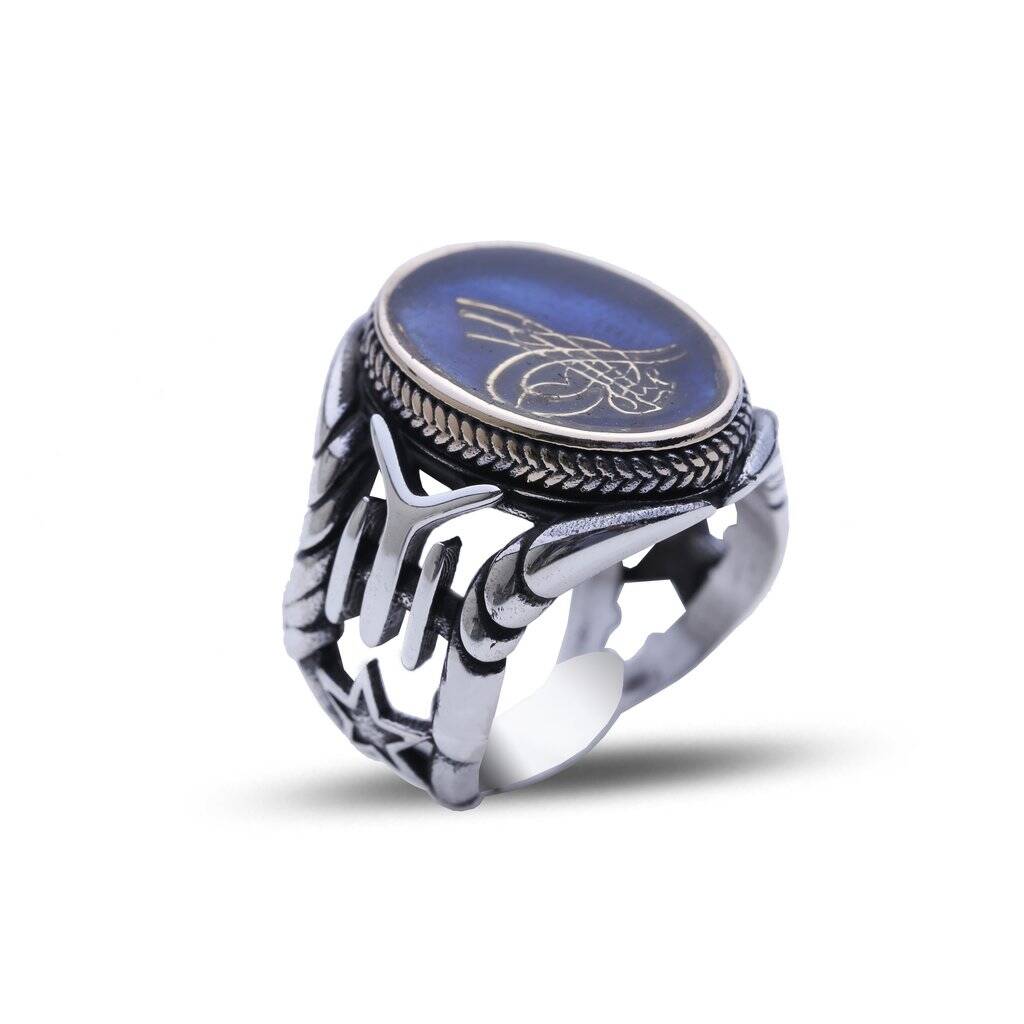 Falcon Jewelry Sterling Silver Men Ring Ottoman empaire tugram Ring