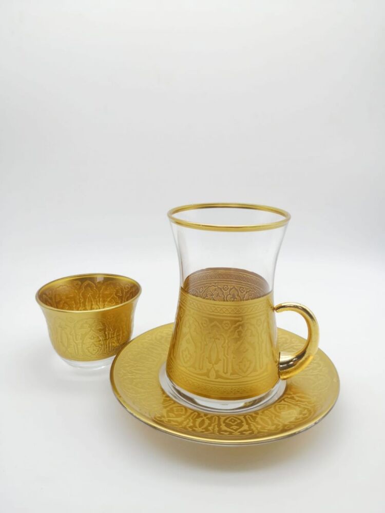 Özel Tasarim Kumlamali Çay Takimi-18 Pcs Çay Takımı- D-1177 - 1