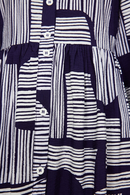 Patterned Textured Shirt Dress - 4