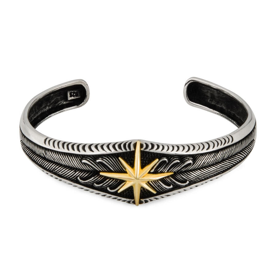 Pole Star Compass Pattern Sterling Silver Men's Bracelet - 2