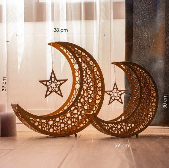 Ramadan crescent shaped metal set - 2 pieces - 4