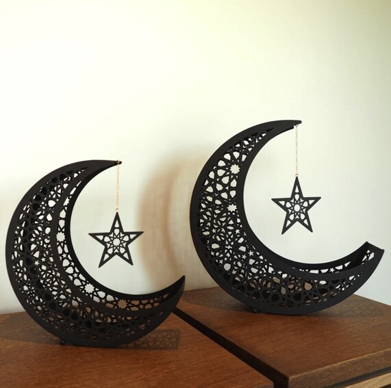 Ramadan crescent shaped metal set - 2 pieces - 5