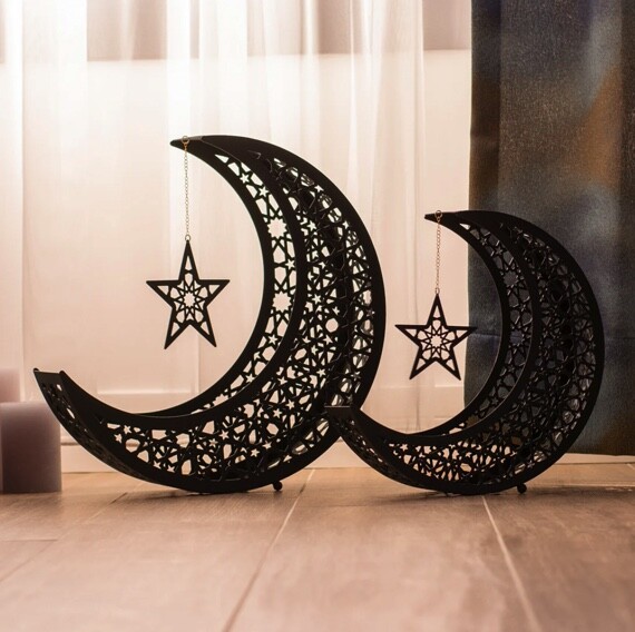 Ramadan crescent shaped metal set - 2 pieces - 6
