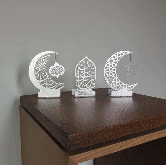 Ramadan Metal Candle Holder Set - 3 Pieces - 8