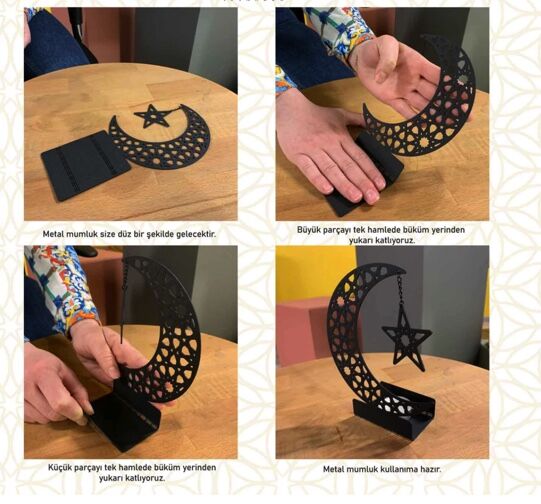 Ramadan Metal Candle Holder Set - 3 Pieces - 9