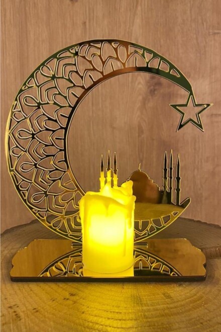 Ramazan Ayı Dekoratif Pleksi Süs Cami Model Gold 18x16 - 2