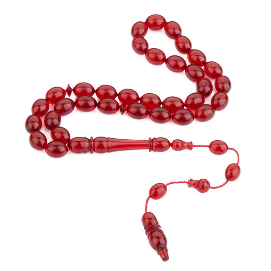 Red rosary made of pressed amber with high-precision performance - 4