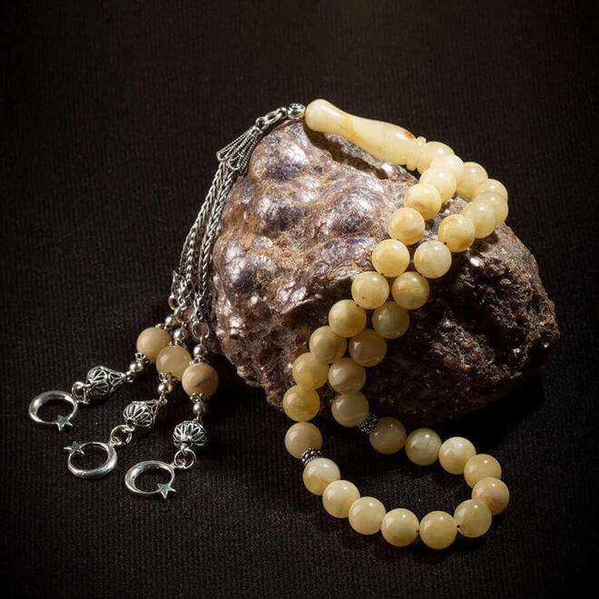 Rosary made of amber drops with Star Moon decorated tassel - 2