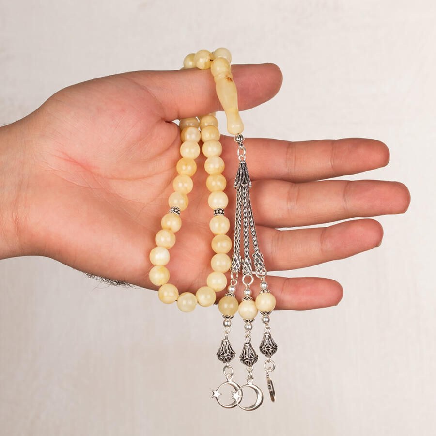 Rosary made of amber drops with Star Moon decorated tassel - 3