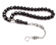 Rosary made of Erzurum lignite stone with beads for engraving special letters - 1