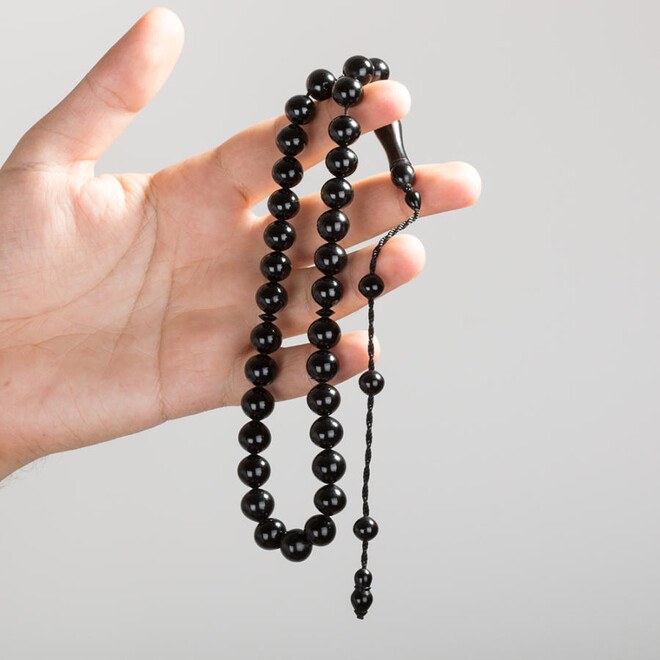 Rosary made of Erzurum lignite stone with black beads - 2