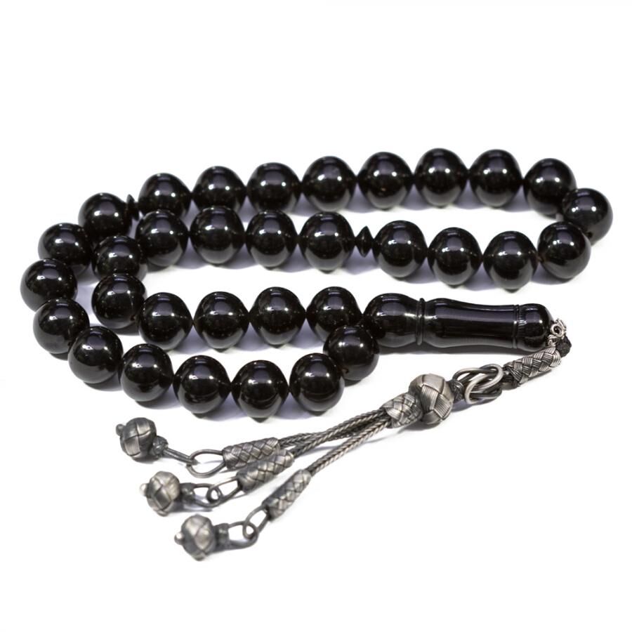 Rosary made of Erzurum lignite stone with marble beads - 1