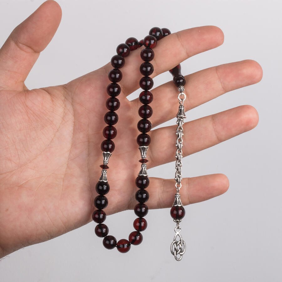Rosary made of fiery amber with royal tassel - 2